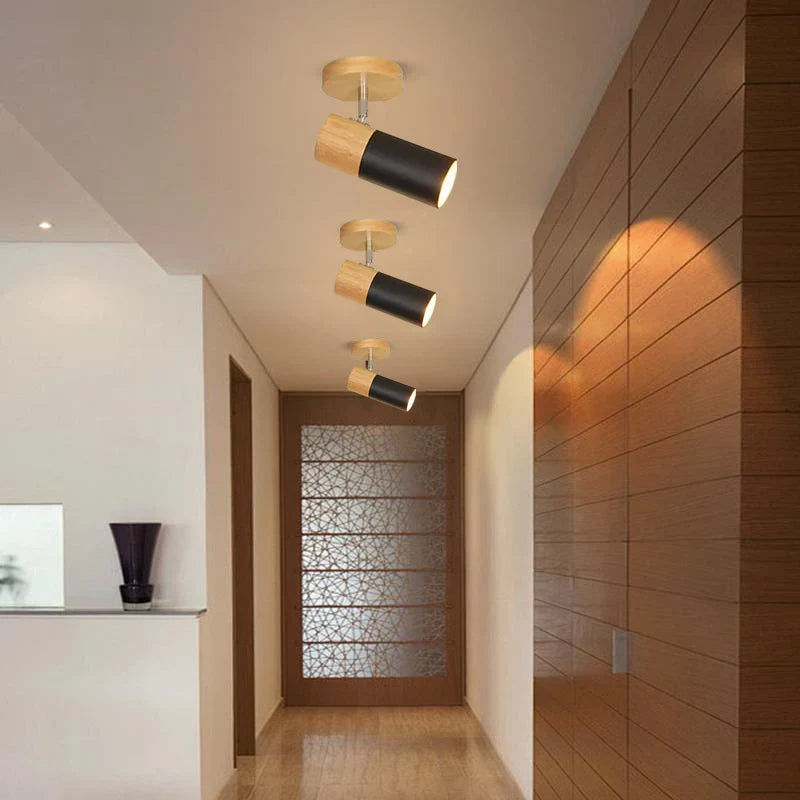 Plafonnier spot en bois orientable