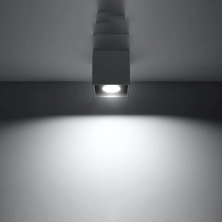Luminaire Plafonnier anthracite allumée, vue rapprochée
