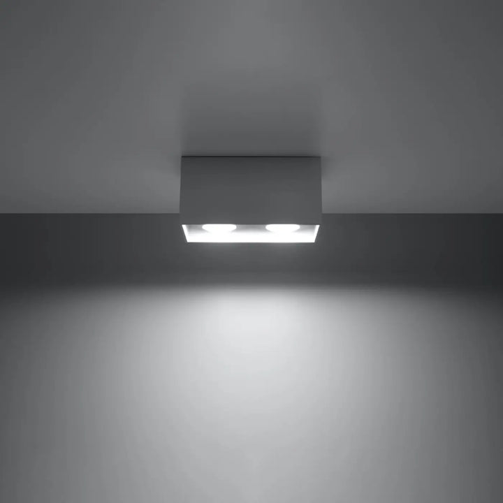 Luminaire Plafonnier gris allumée, vue rapprochée