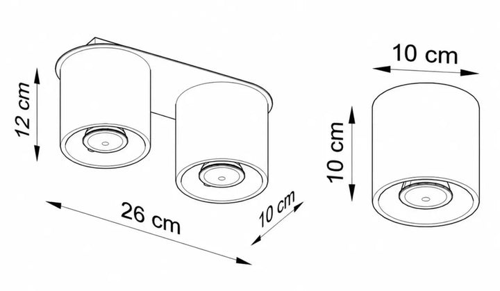 Luminaire plafonnier orbis avec spots cylindriques en béton gris et ampoules gu10 pour un design moderne et minimaliste
