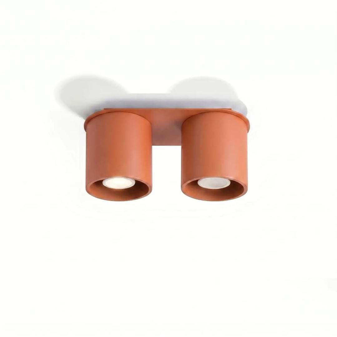 Luminaire Plafonnier ocre rouge éteinte, vue rapprochée