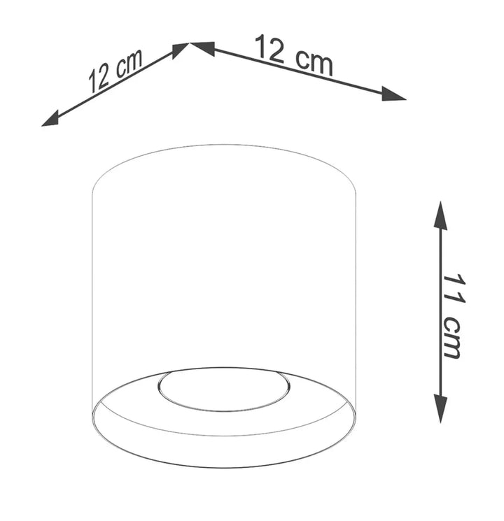 Luminaire plafonnier mika avec un cylindre clair de 12 cm de diamètre et 11 cm de hauteur pour plafonnier spot
