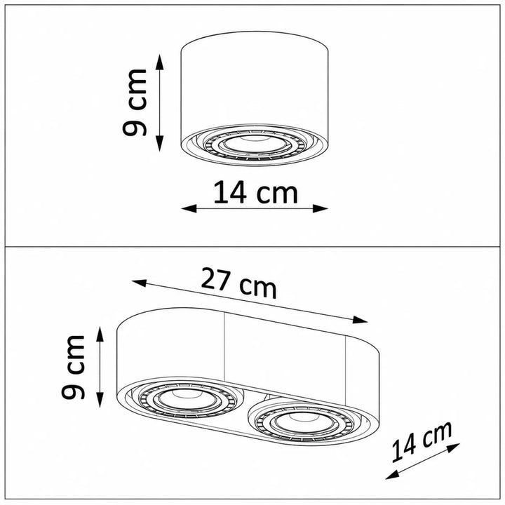 Luminaire plafonnier basic spot encastré cylindrique 9 cm haut 14 cm large au design moderne bois naturel et béton brut