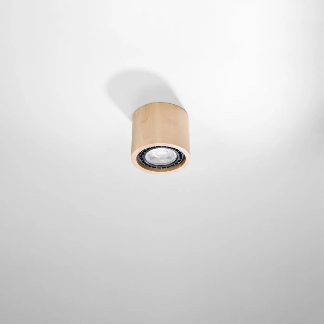 Luminaire plafonnier bois naturel éteint