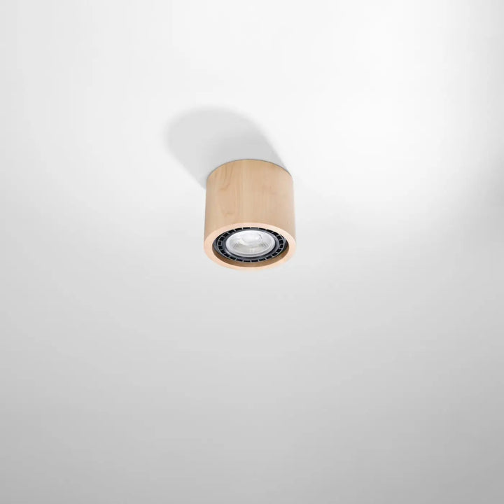 Luminaire plafonnier bois naturel éteint