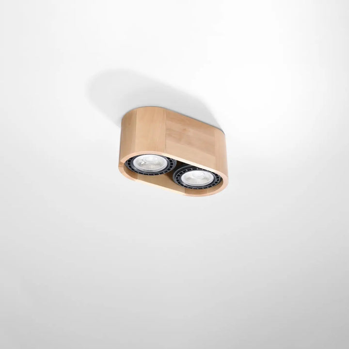 Luminaire plafonnier bois naturel éteint