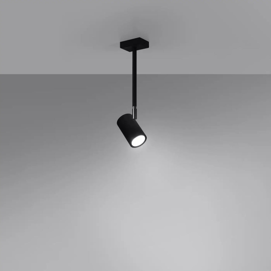 Plafonnier noir allumé