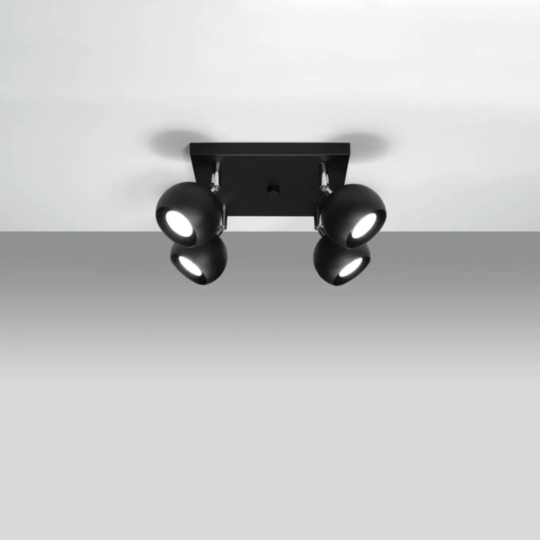 Luminaire plafonnier noir allumé