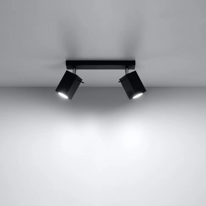 Luminaire plafonnier noir allumé