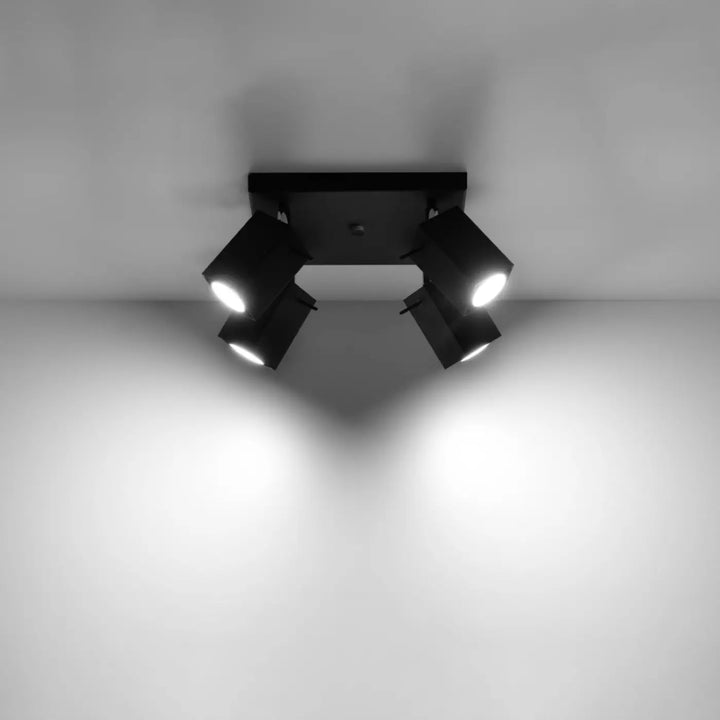 Luminaire plafonnier noir allumé