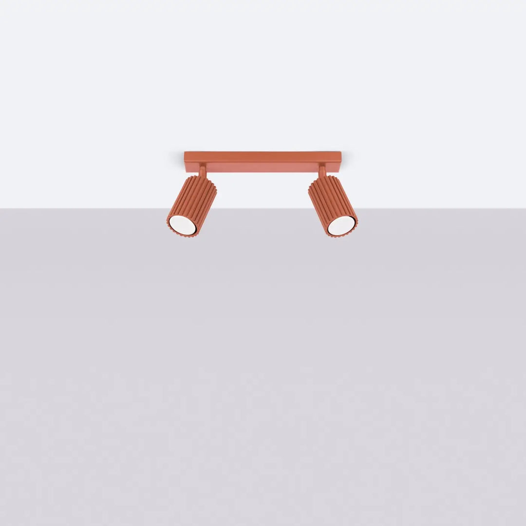 Luminaire Plafonnier ocre rouge éteinte, vue rapprochée