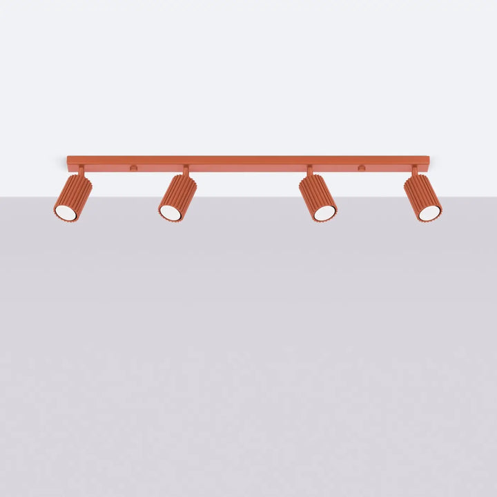 Luminaire Plafonnier ocre rouge éteinte, vue rapprochée