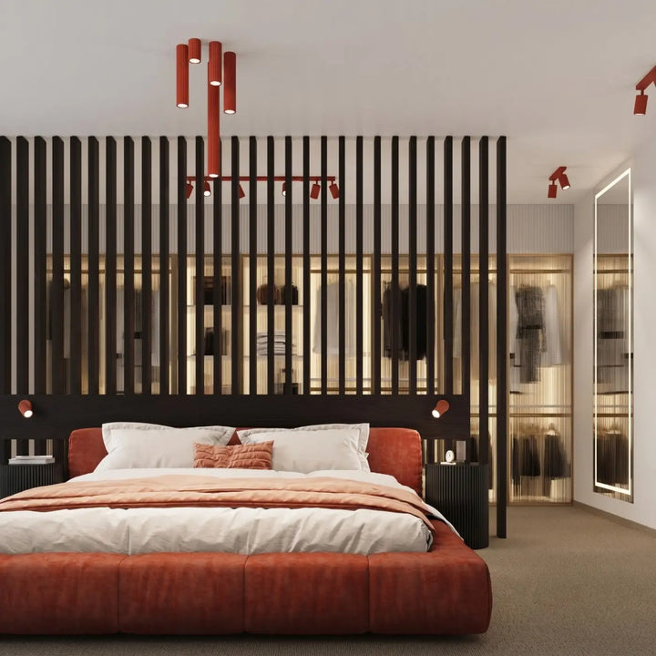 Luminaire Plafonnier rouge dans un intérieur contemporain