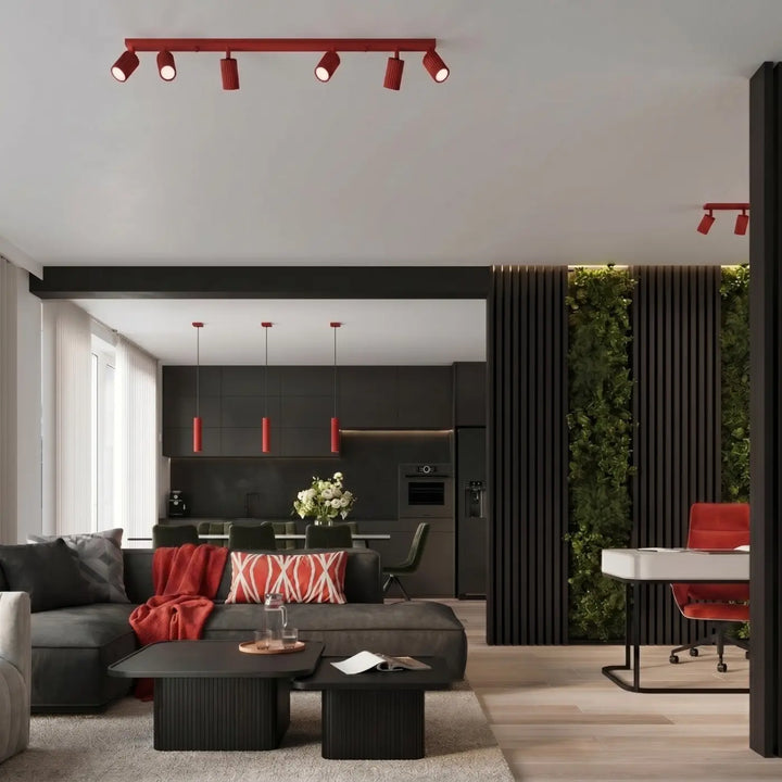 Luminaire Plafonnier rouge dans un intérieur contemporain