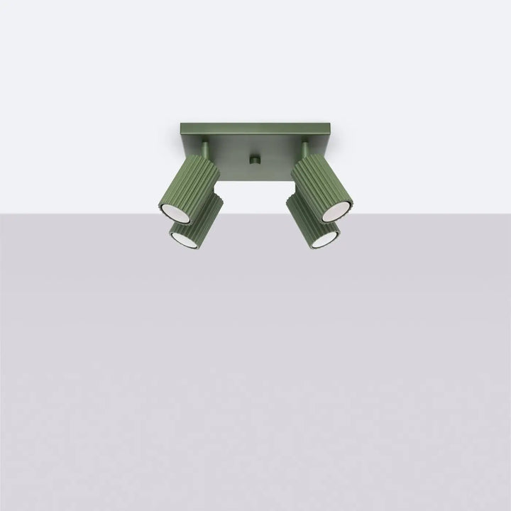 Luminaire Plafonnier vert olive éteinte, vue rapprochée