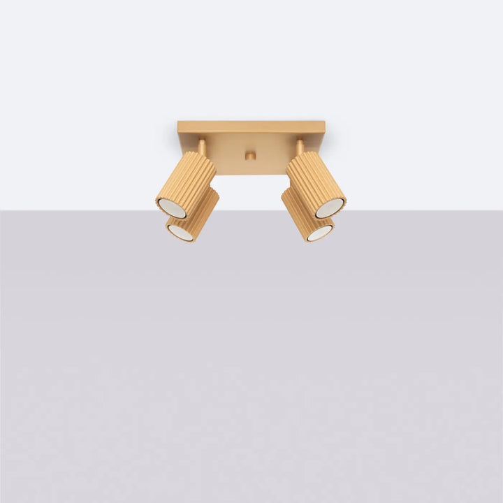Luminaire Plafonnier doré éteinte, vue rapprochée