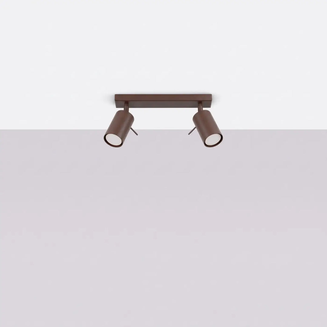 Plafonnier Ring marron à rampe de spots orientables, éteint