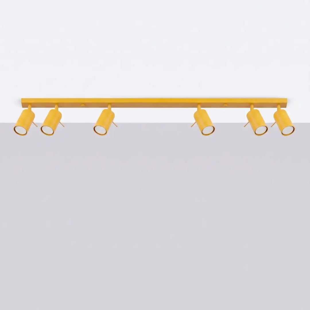 Plafonnier Ring jaune à rampe de spots orientables, éteint
