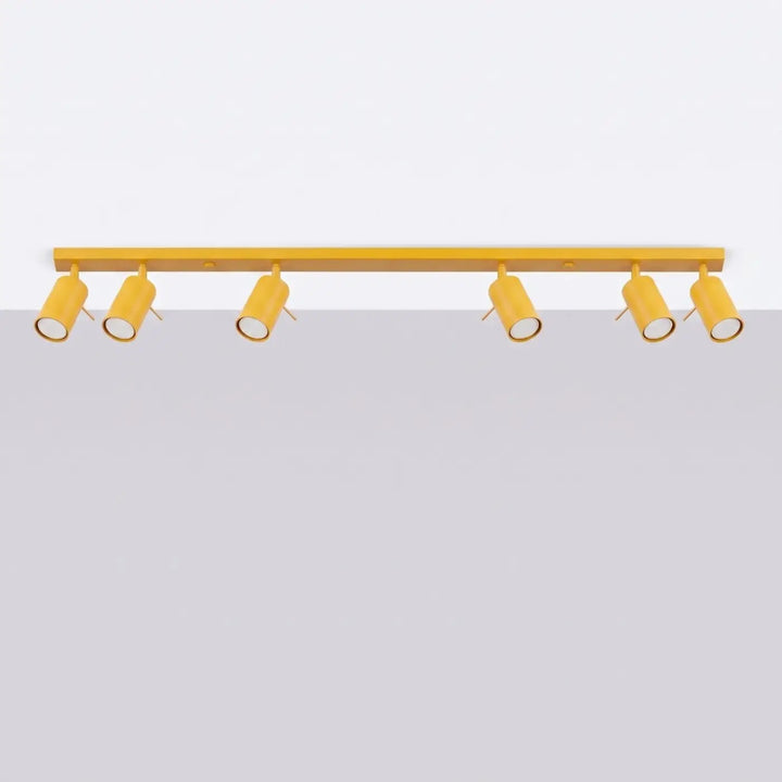 Plafonnier Ring jaune à rampe de spots orientables, éteint