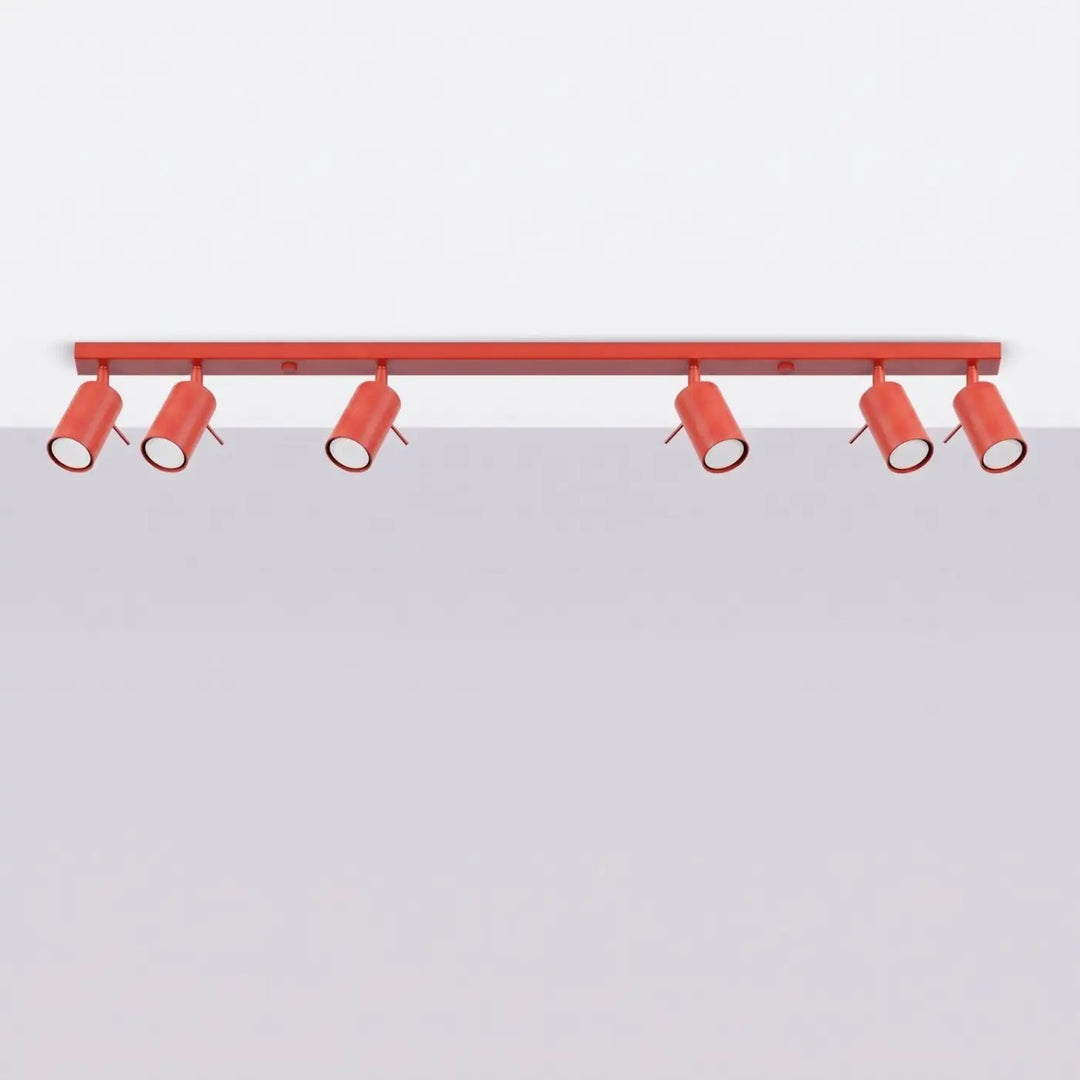 Plafonnier Ring rouge à rampe de spots orientables, éteint