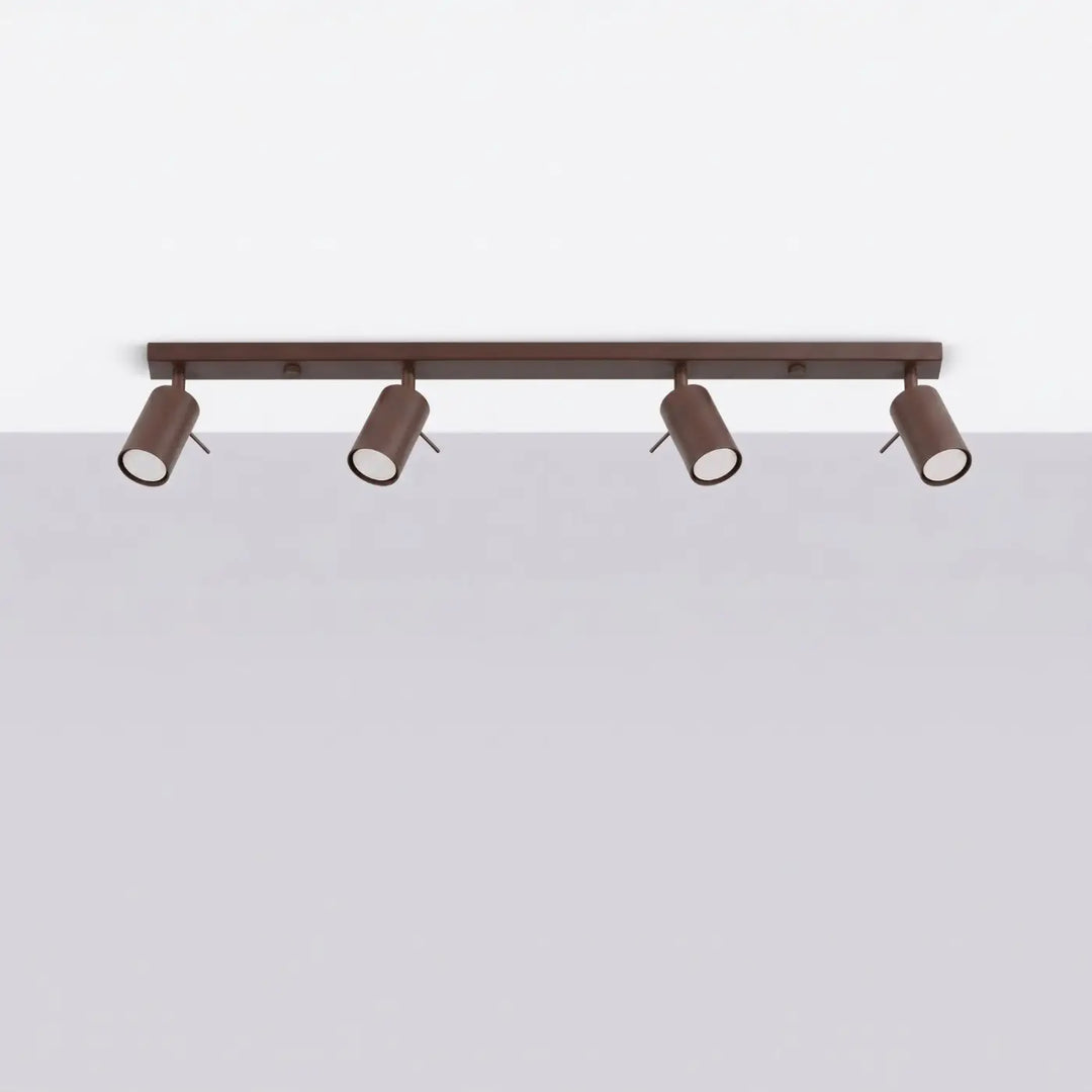 Plafonnier Ring marron à rampe de spots orientables, éteint