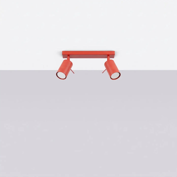 Plafonnier Ring rouge à rampe de spots orientables, éteint