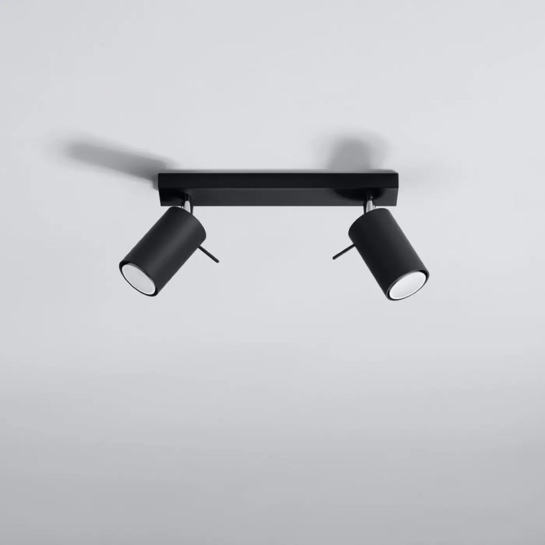 Plafonnier Ring noir à rampe de spots orientables, éteint