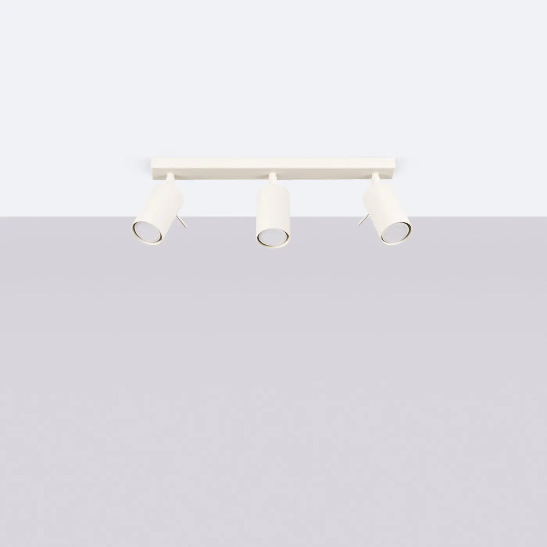 Plafonnier Ring beige à rampe de spots orientables, éteint
