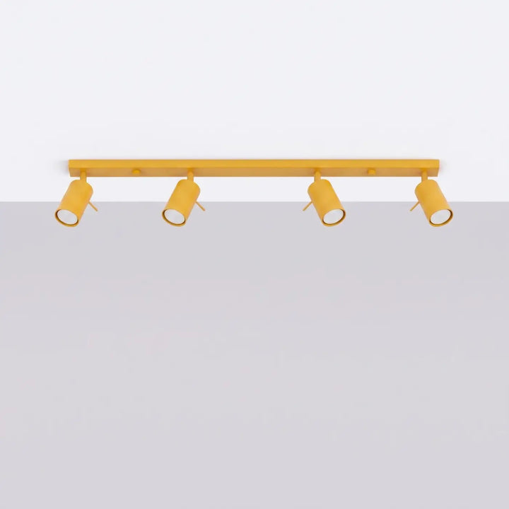 Plafonnier Ring jaune à rampe de spots orientables, éteint