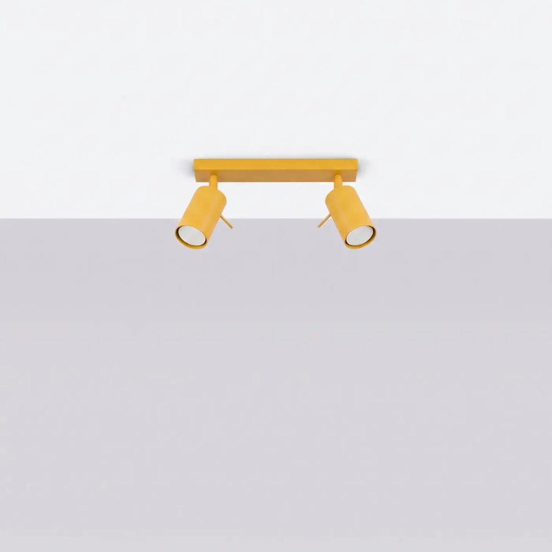 Plafonnier Ring jaune à rampe de spots orientables, éteint