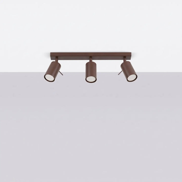 Plafonnier Ring marron à rampe de spots orientables, éteint