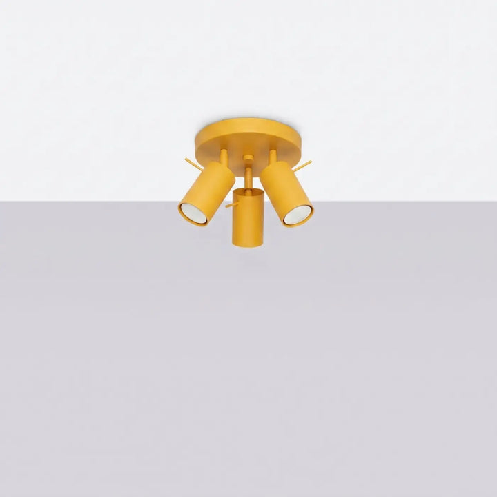 Plafonnier Ring jaune à spots orientables groupés, éteint