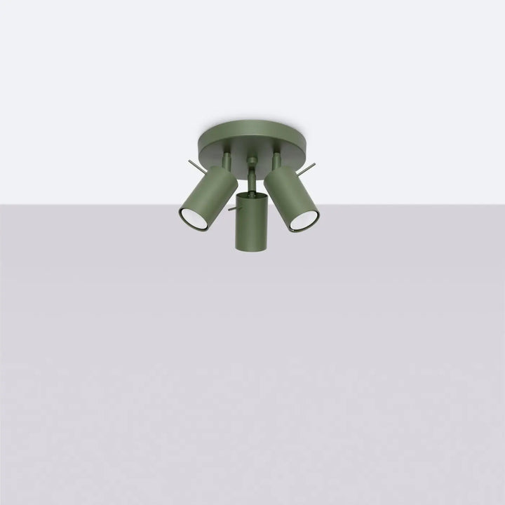 Plafonnier Ring vert olive à spots orientables groupés, éteint