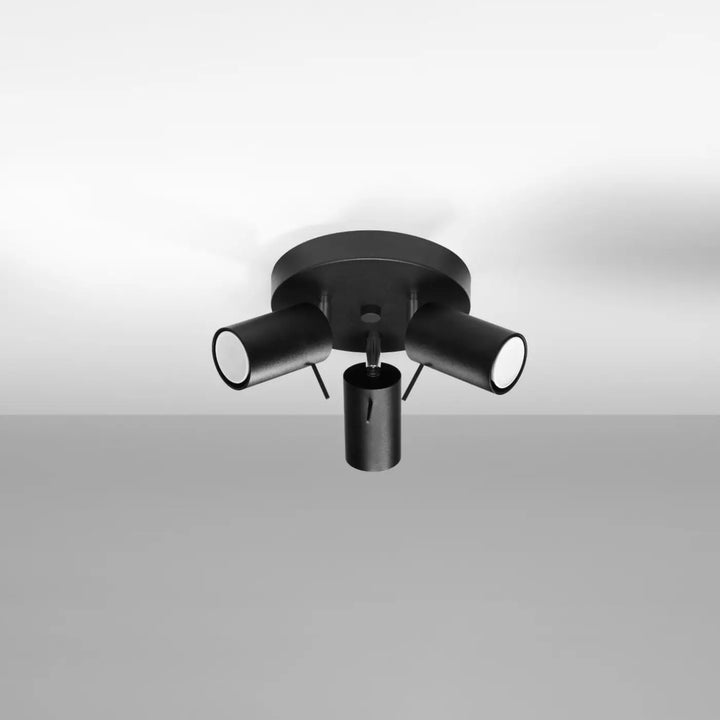 Plafonnier Ring noir à spots orientables groupés, éteint