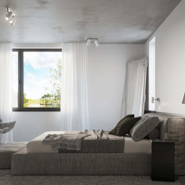 Luminaire plafonnier blanc dans une chambre