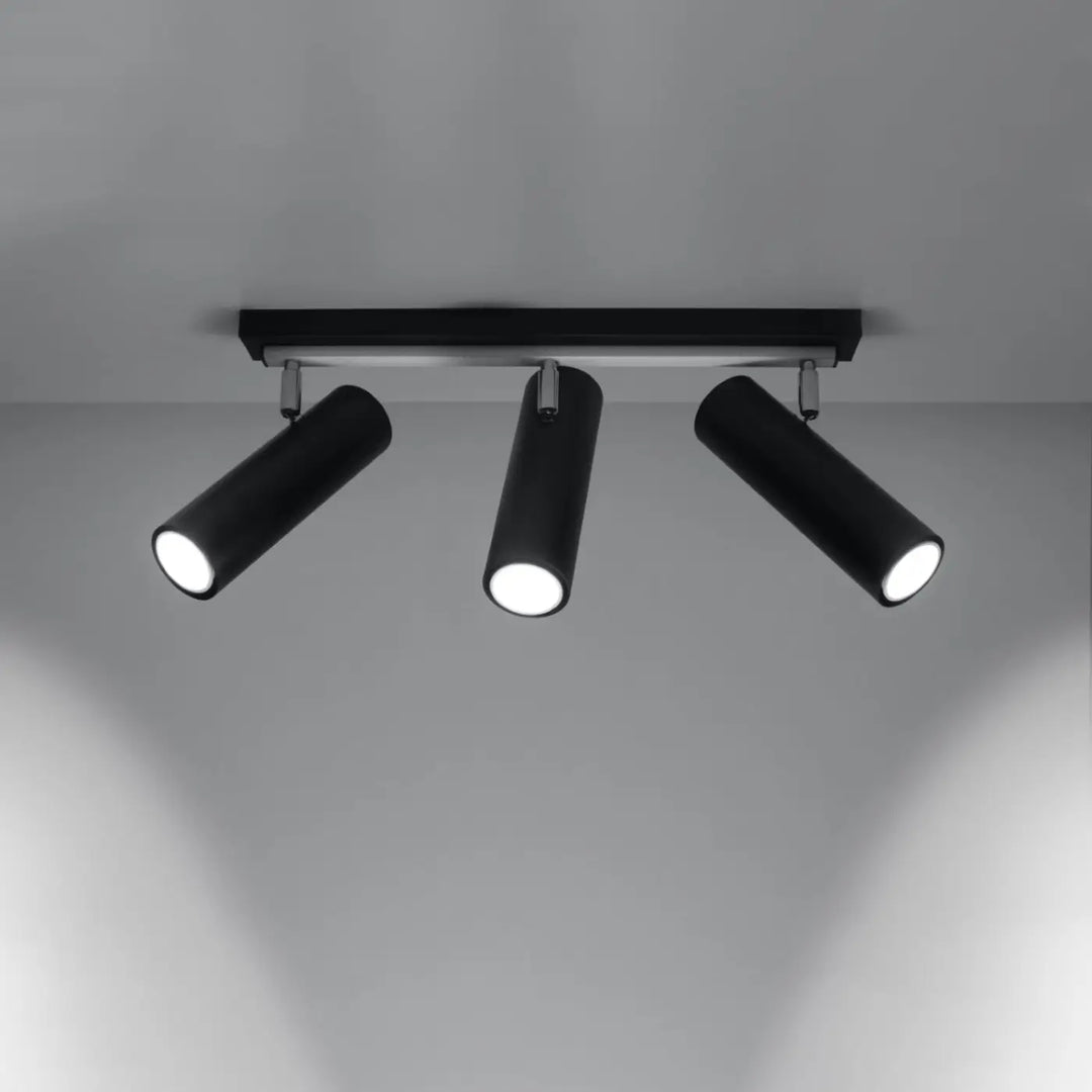Luminaire plafonnier noir allumé