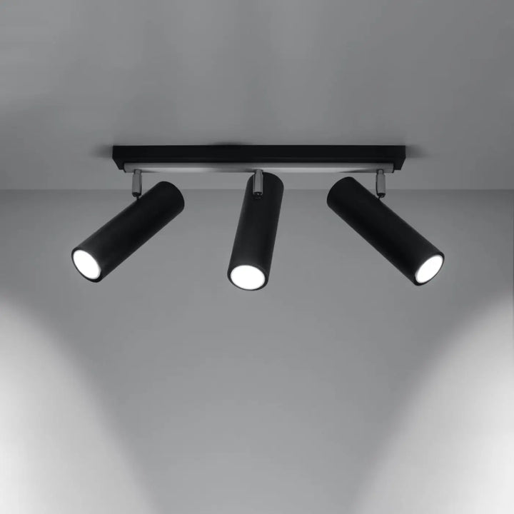 Luminaire plafonnier noir allumé