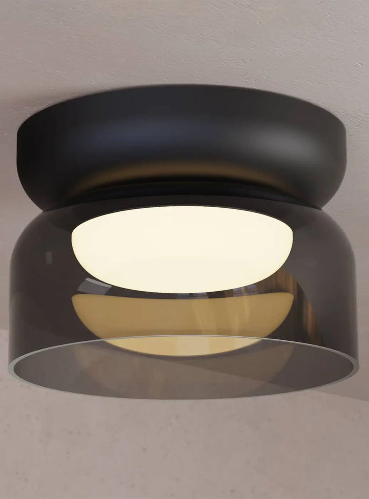 Plafonnier Totem Mini Pablo Designs en verre soufflé fumé, mise en situation
