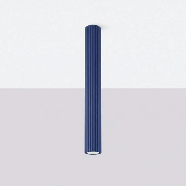 Plafonnier tube Karbon outremer en aluminium cannelé, éteint