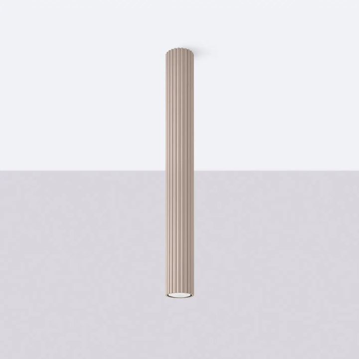 Plafonnier tube Karbon taupe en aluminium cannelé, éteint