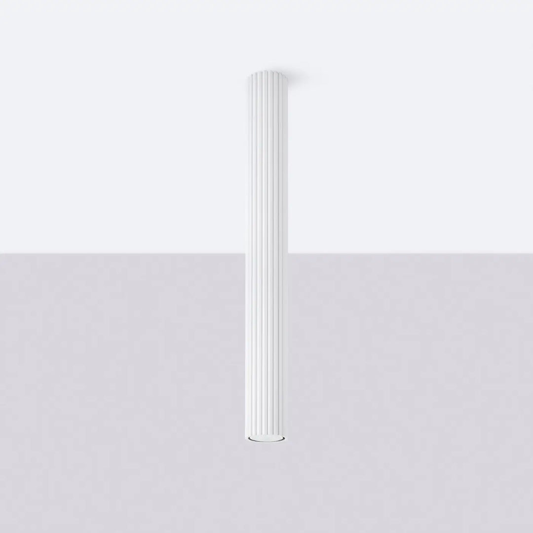 Plafonnier tube Karbon blanc en aluminium cannelé, éteint
