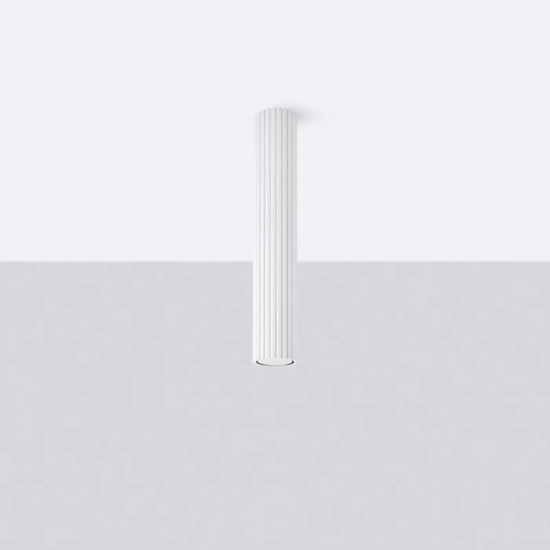 Plafonnier tube Karbon blanc en aluminium cannelé, éteint