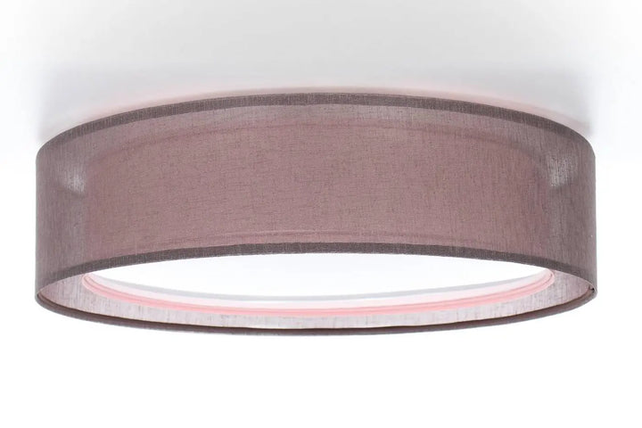 Luminaire plafonnier PURO violet avec abat-jour en tissu mauve rond et design plafonnier violet design subtil rose intérieur