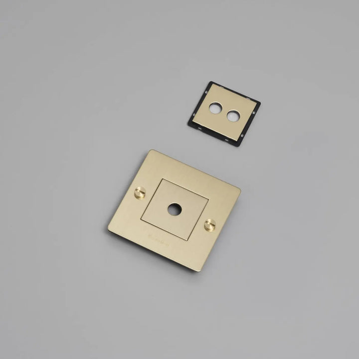 Plaque de finition Wall Plate 1 poste avec inserts et logo, finition laiton #couleur_dor
