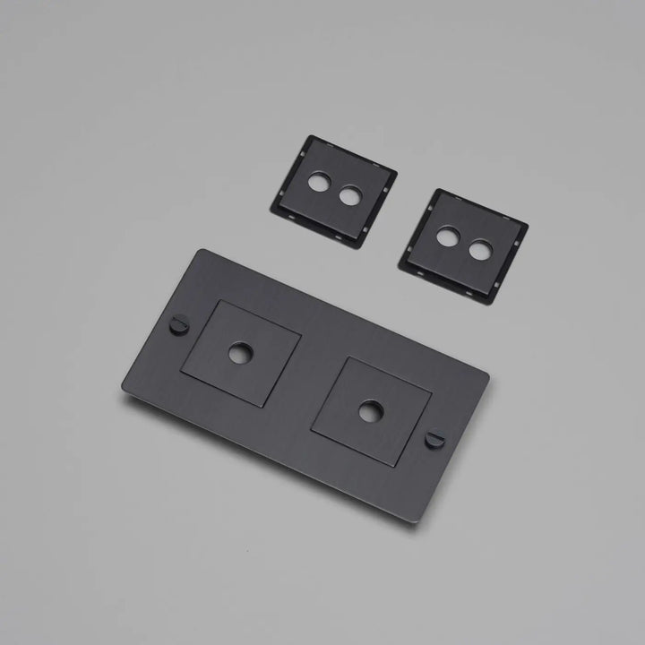 Plaque de finition Wall Plate 2 postes horizontale avec inserts, finition bronze fumé #couleur_gris
