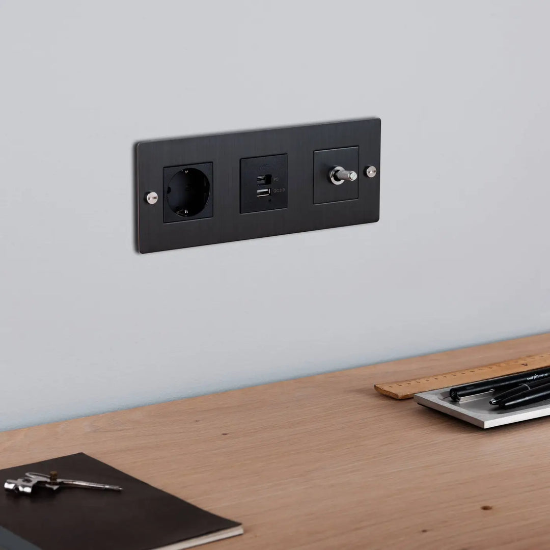 Plaque de finition Wall Plate 3 postes horizontale #couleur_gris