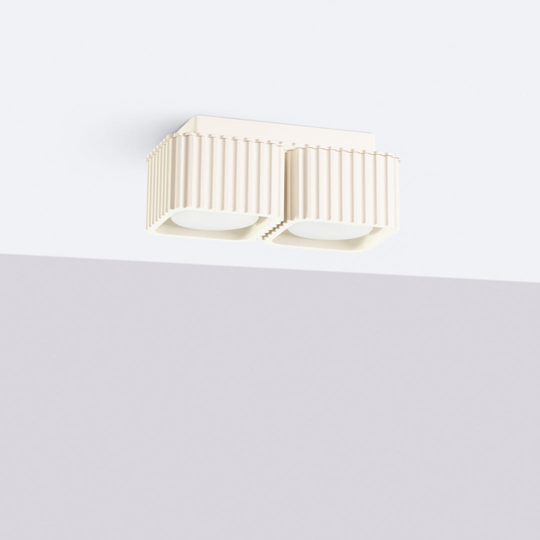 Plafonnier Riff beige carré en aluminium, éteint
