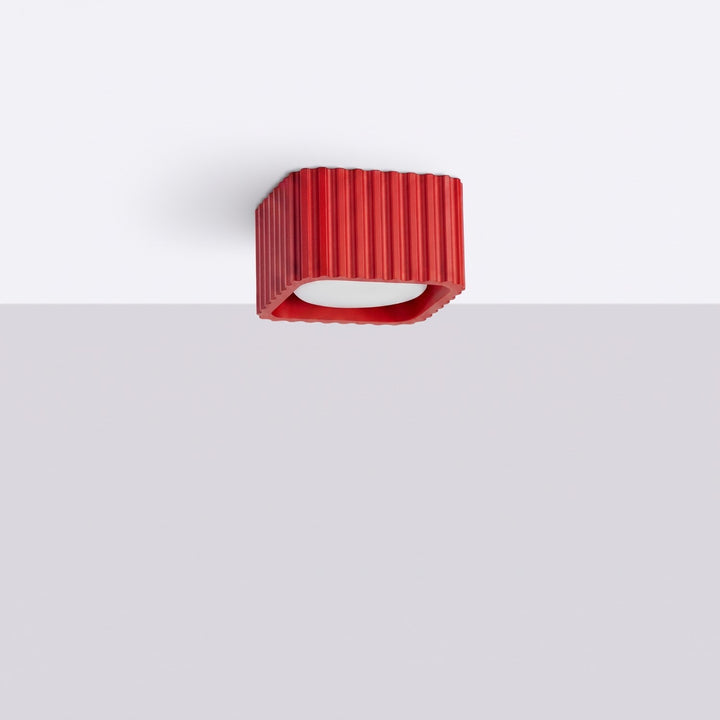 Plafonnier Riff rouge carré en aluminium, éteint