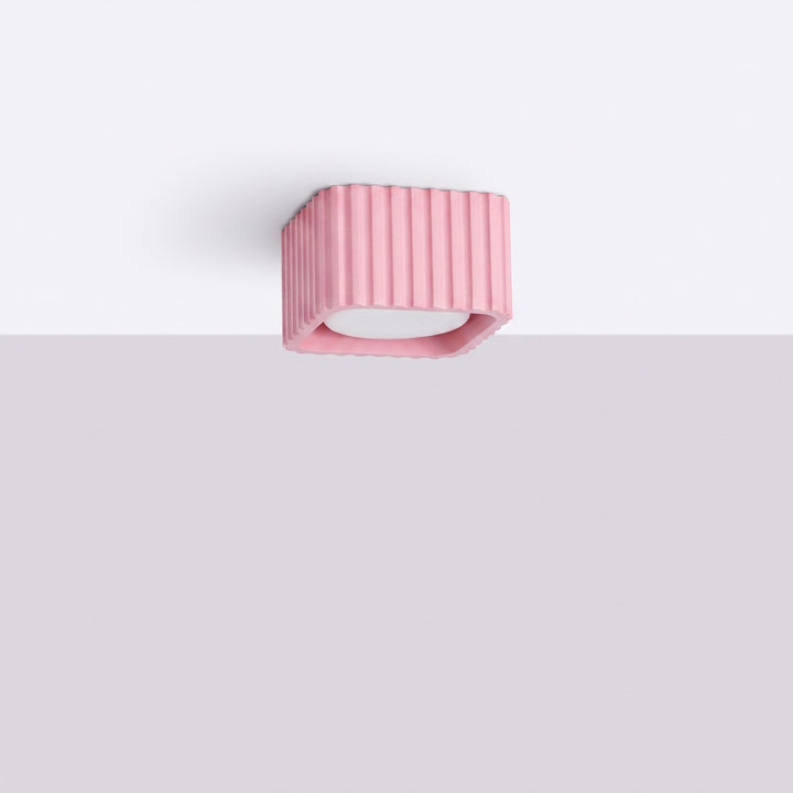 Plafonnier Riff rose carré en aluminium, éteint