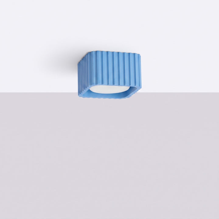 Plafonnier Riff bleu azur carré en aluminium, éteint